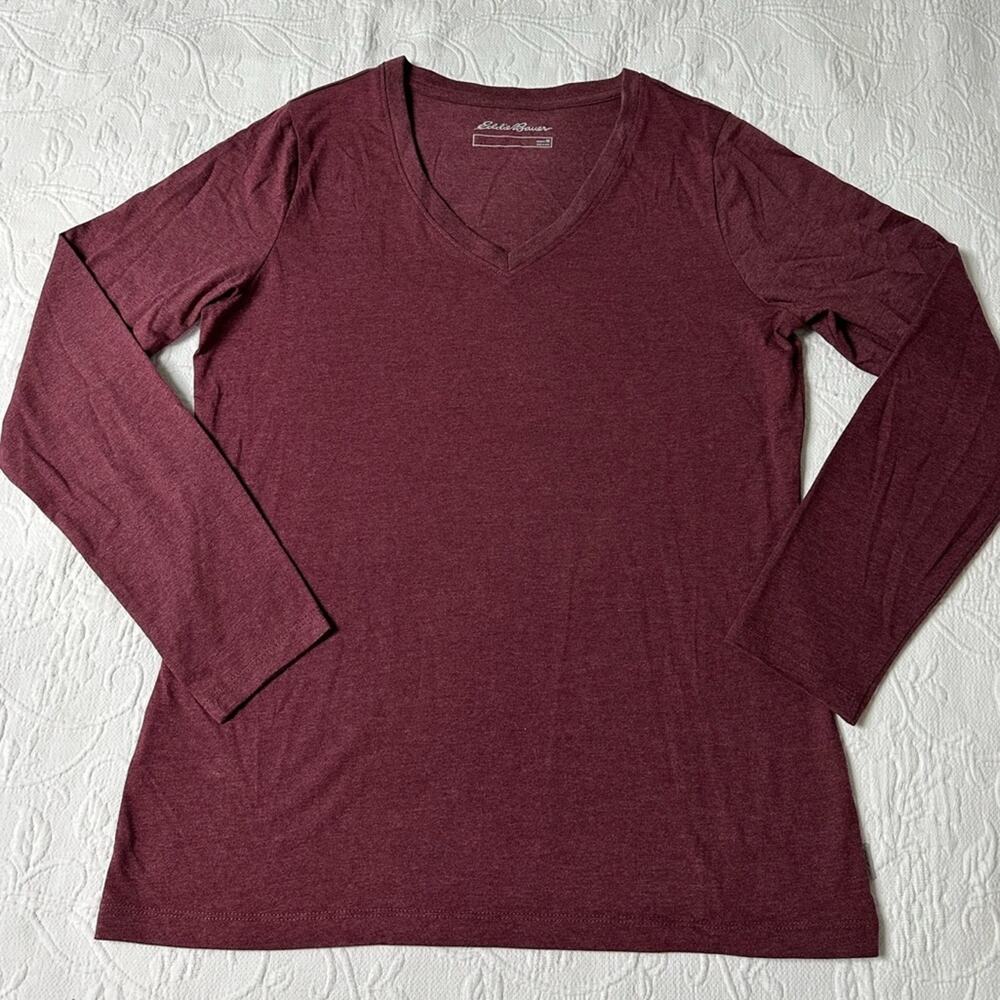 Women’s Eddie Bauer Long Sleeve Wine Color Top Size Medium